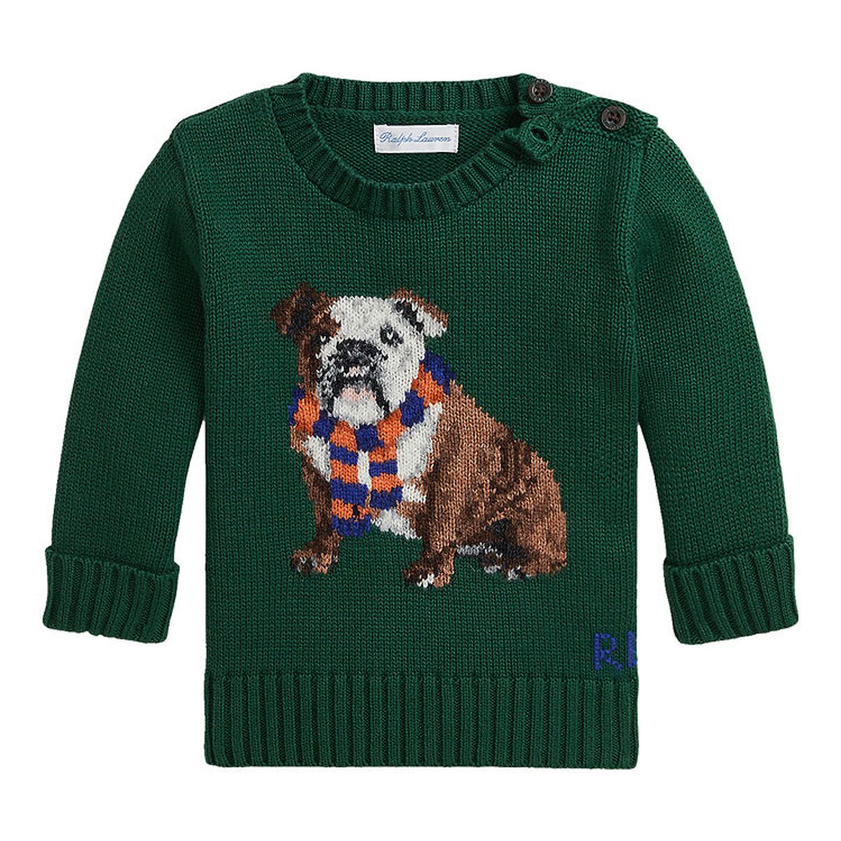 Polo Ralph Lauren Bluse - Strik - Grøn m. Hund