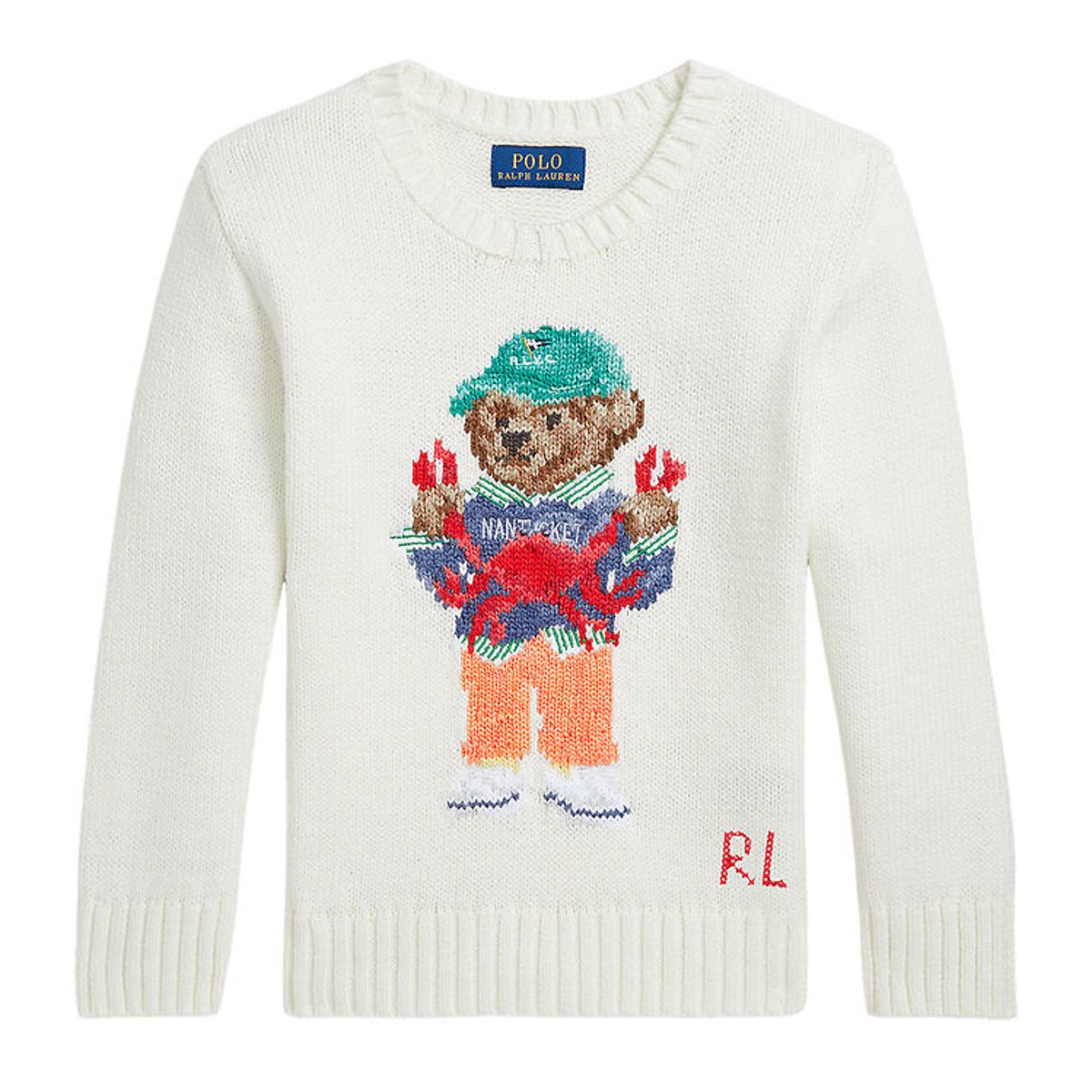 Polo Ralph Lauren Bluse - Strik - Hvid m. Bamse