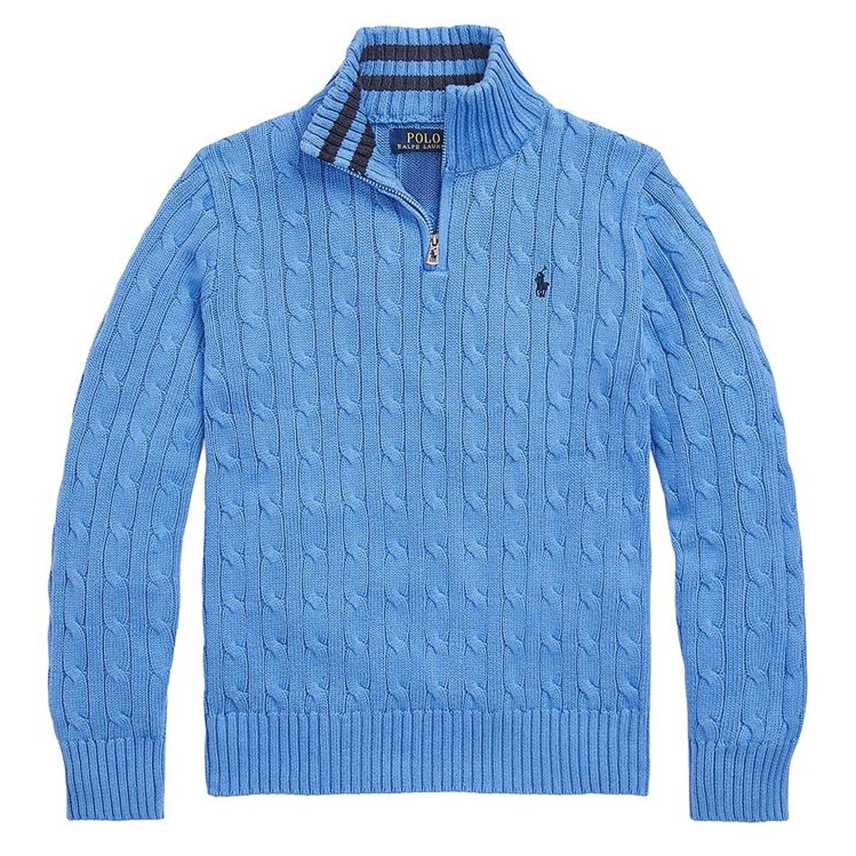 Polo Ralph Lauren Bluse - Strik - Summer Blue m. Lynlås