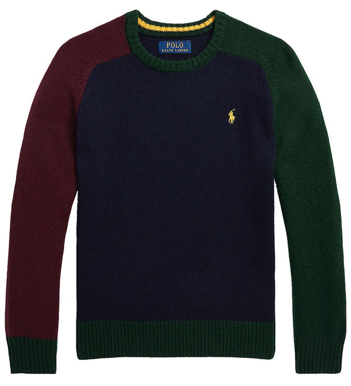 Polo Ralph Lauren Bluse - Uld - Navy m. Mørkegrøn/Bordeaux