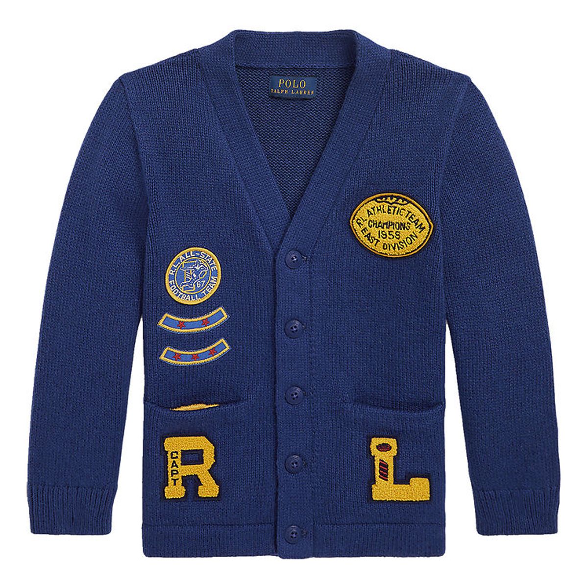 Polo Ralph Lauren Cardigan - Strik - Blå m. Patches