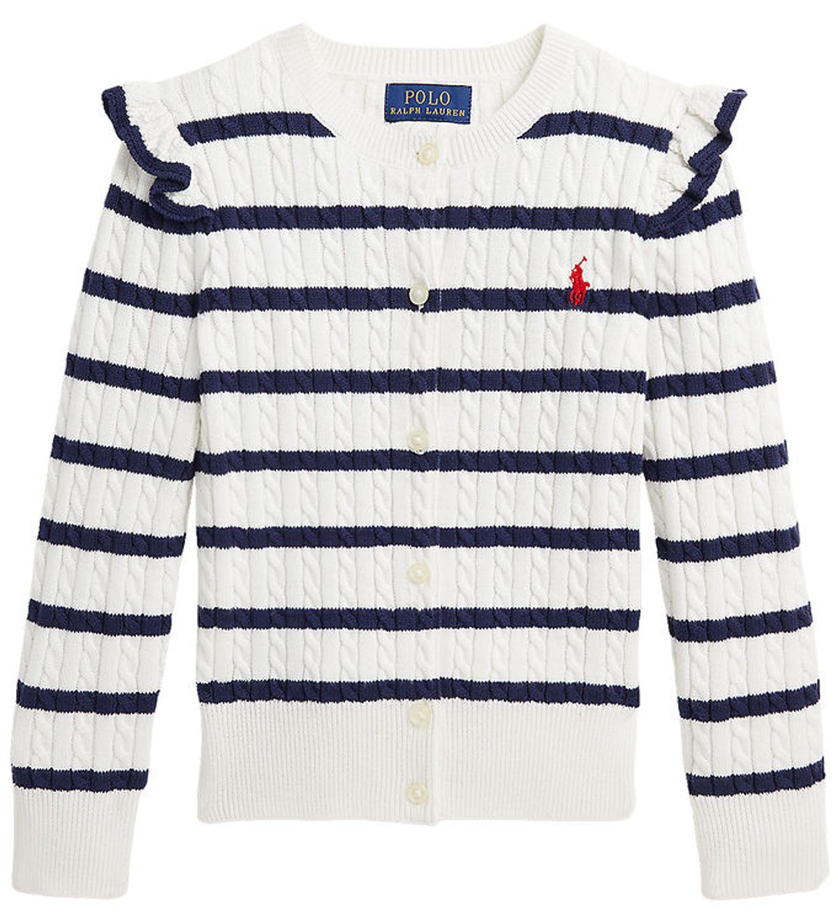 Polo Ralph Lauren Cardigan - Strik - Deckwash White/Newport Navy