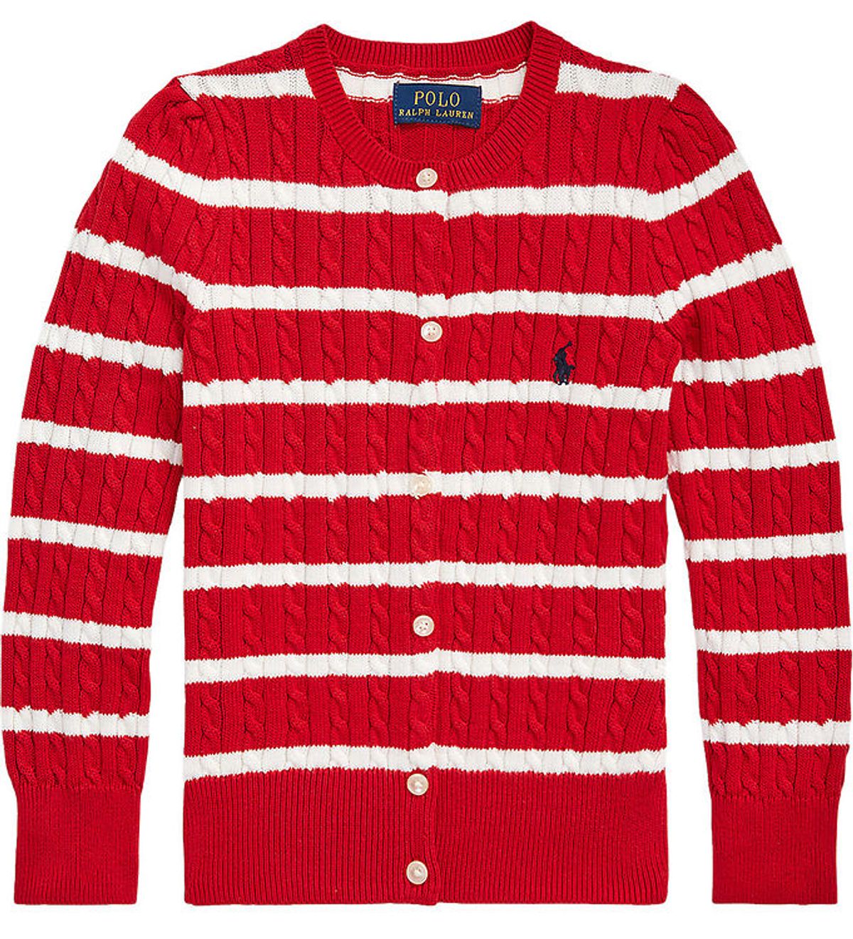 Polo Ralph Lauren Cardigan - Strik - Rød/Hvidstribet