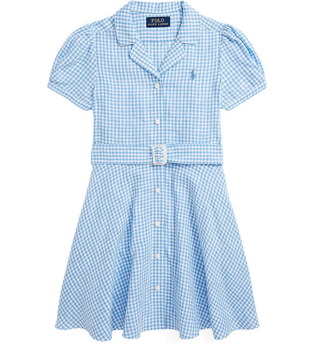 Polo Ralph Lauren Kjole - Gingham - Hør - Blå/Hvidternet