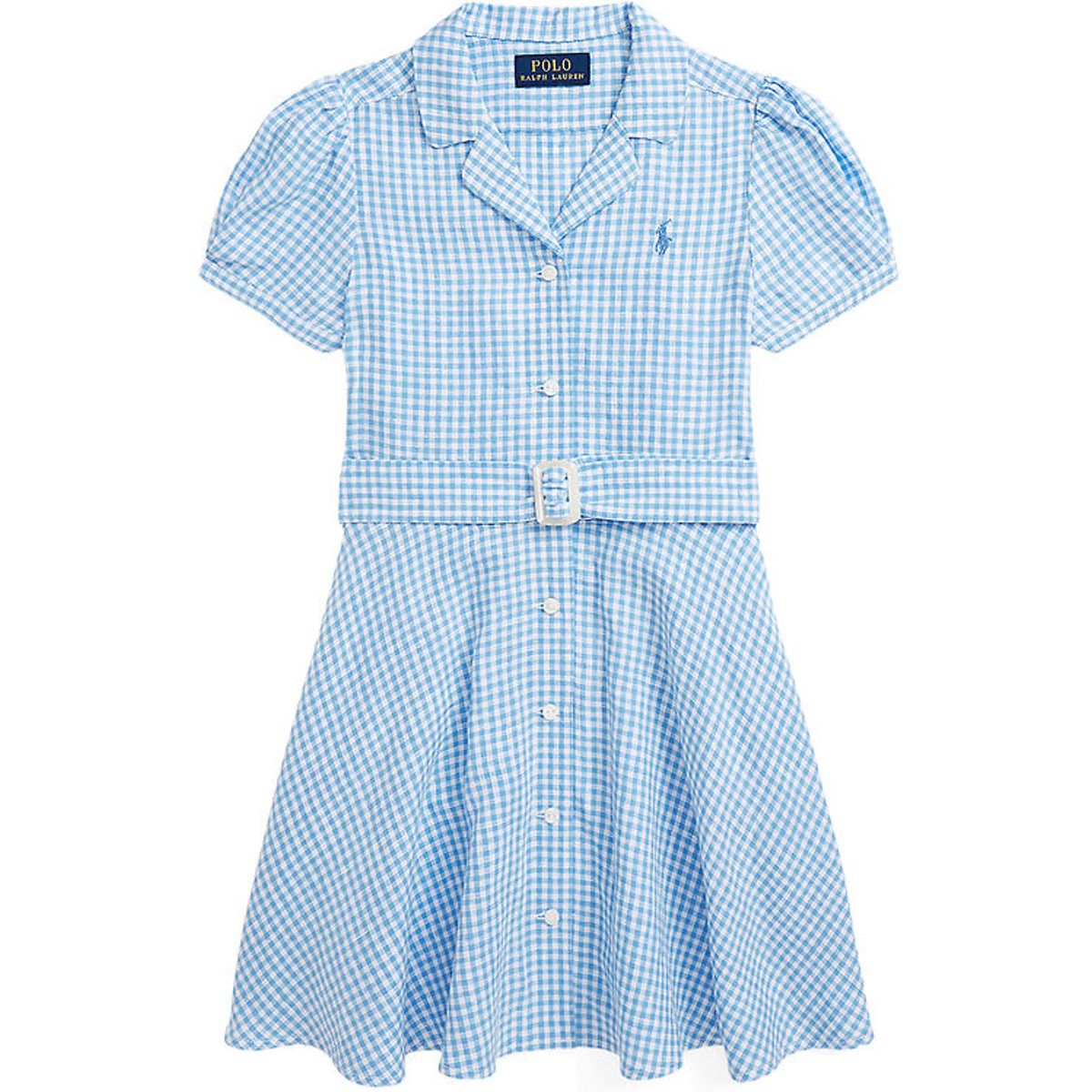 Polo Ralph Lauren Kjole - Gingham - Hør - Blå/Hvidternet