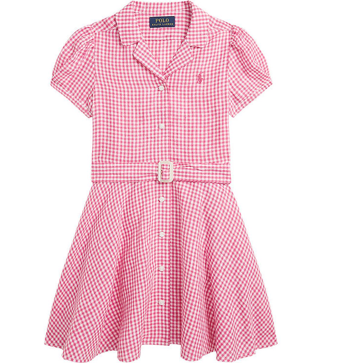 Polo Ralph Lauren Kjole - Gingham - Hør - Pink/Hvidternet