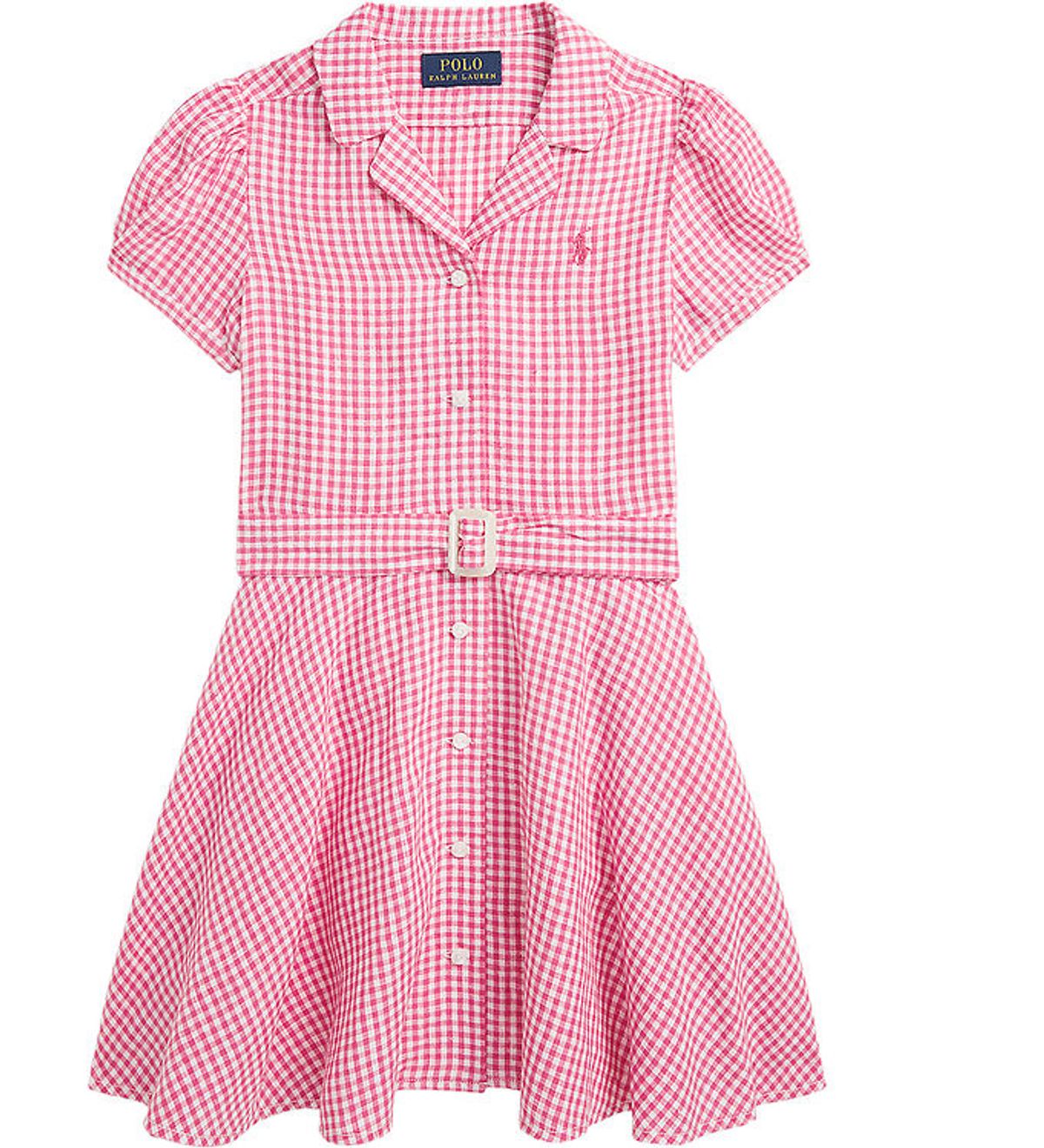 Polo Ralph Lauren Kjole - Gingham - Hør - Pink/Hvidternet