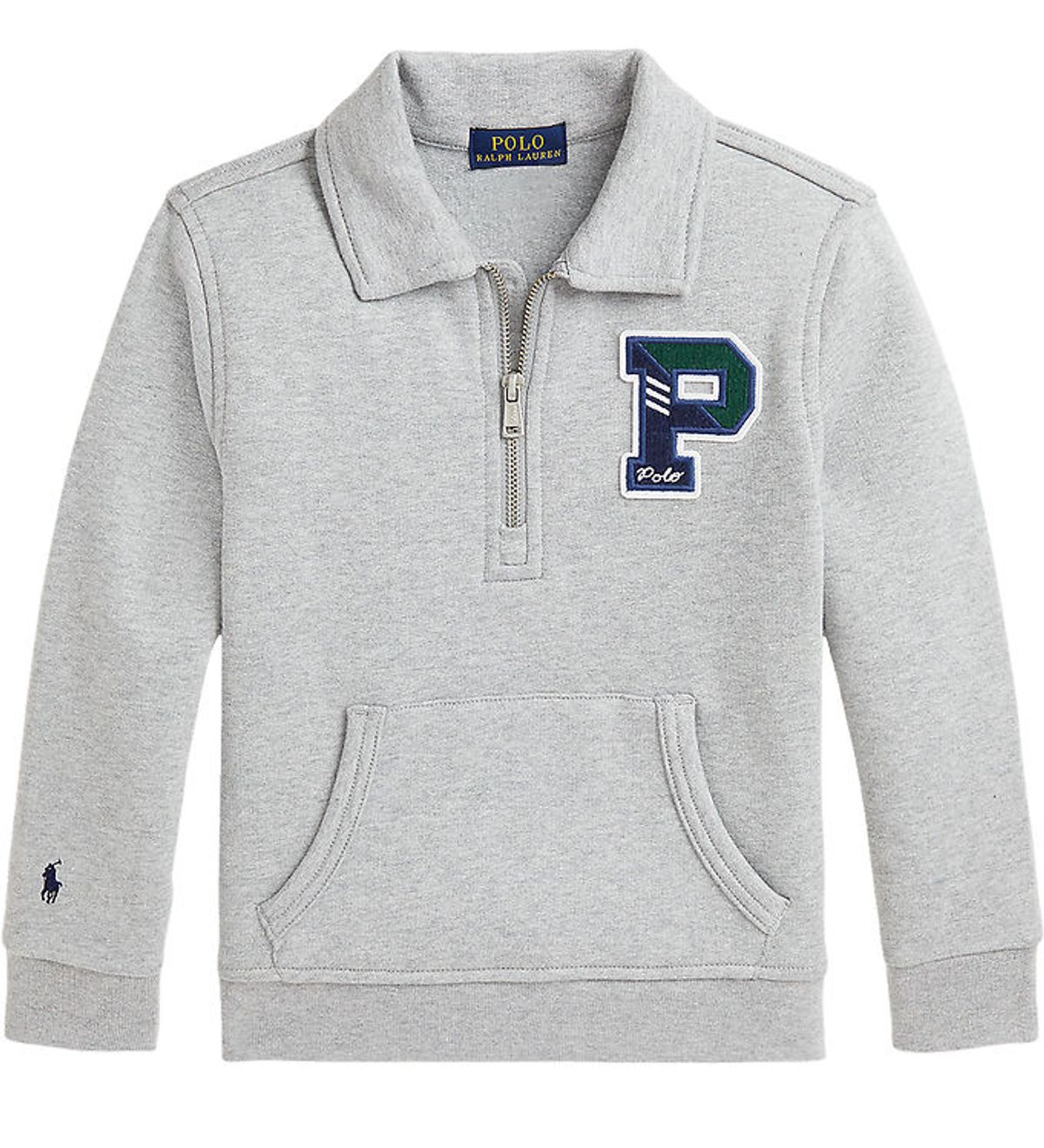 Polo Ralph Lauren Sweatshirt m. Lynlås - Gråmeleret m. Navy