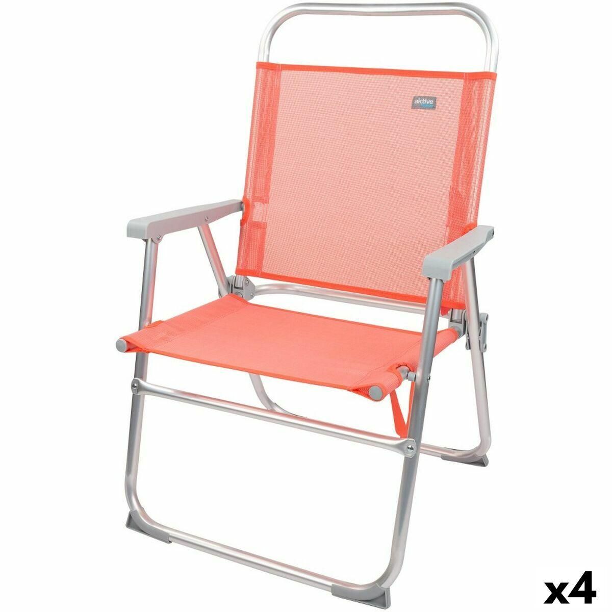 Polstrede Campingstol Aktive Flamingo Koral 48 x 88 x 50 cm (4 enheder)