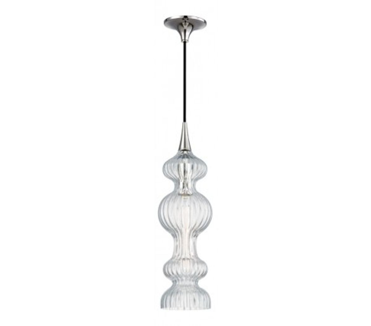 Pomfret Loftlampe i glas og stål Ø15,5 cm 1 x E27 - Klar/Poleret nikkel