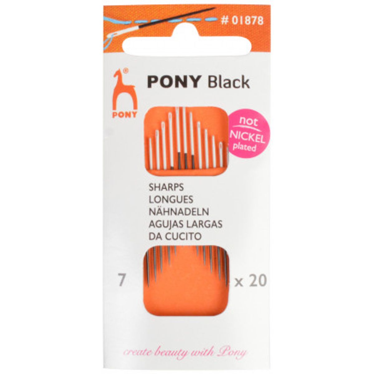 Pony Black Synåle Str. 7 - 20 stk