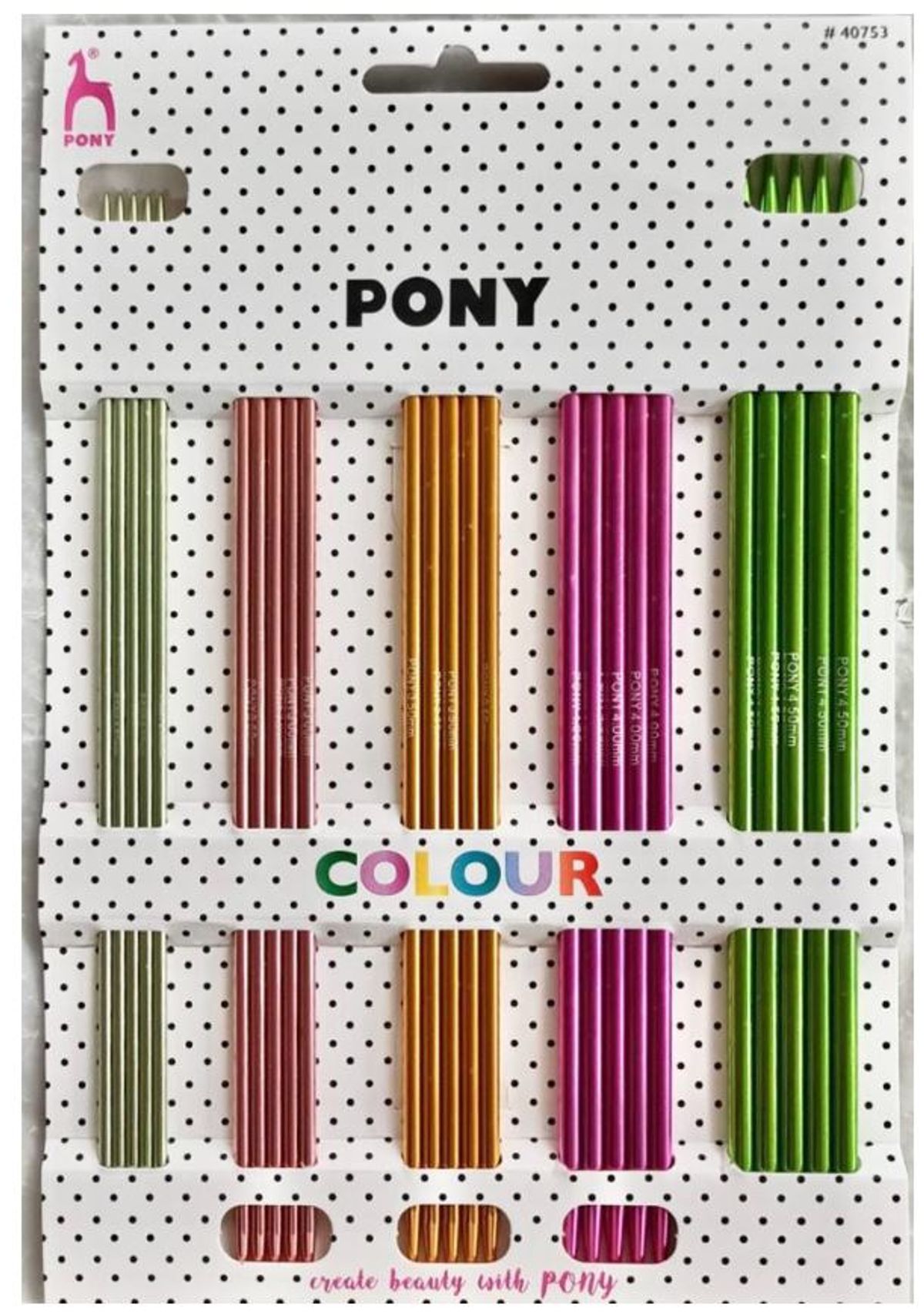 Pony Strømpepindesæt Color, 20 cm, 5 sæt