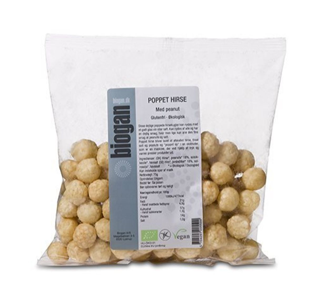 Poppet Hirsekugler Øko m/Peanuts, 75g.