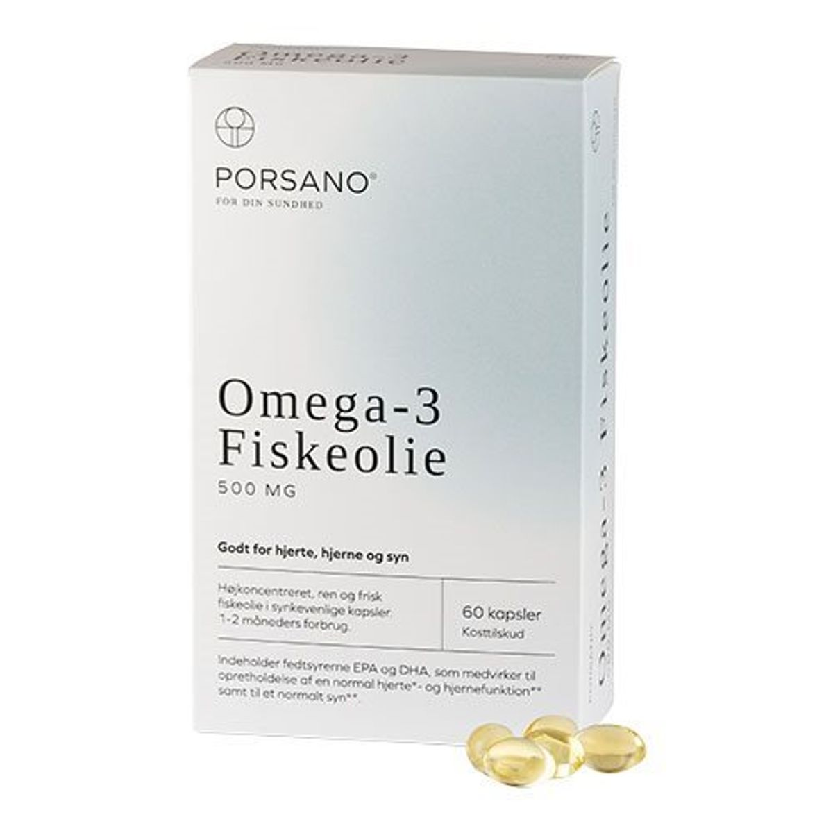 Porsano Omega-3 Fiskeolie - 60 kapsler