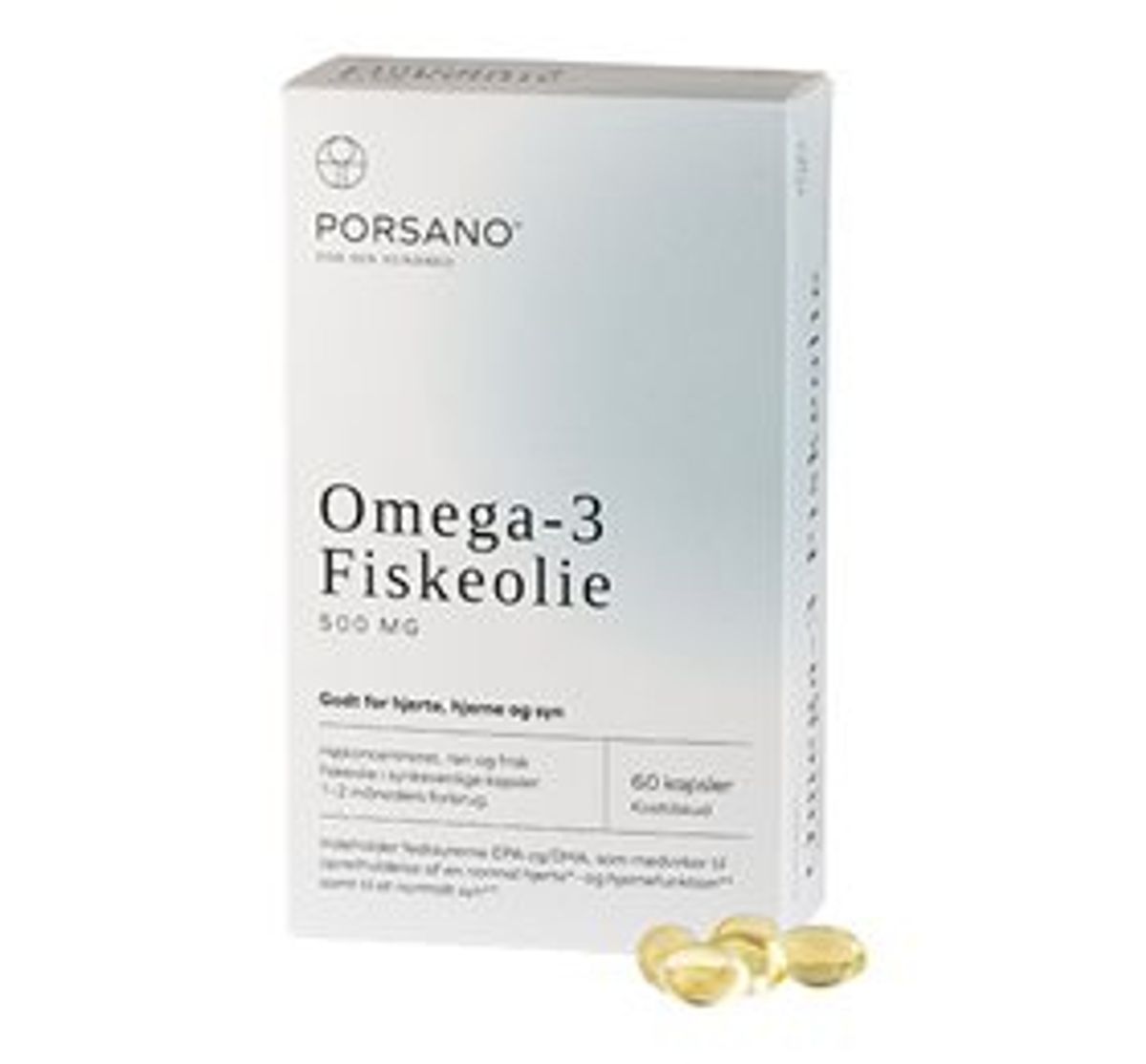 Porsano Omega-3 Fiskeolie 60 kapsler