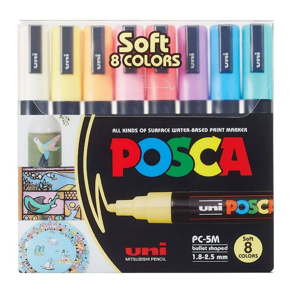 Posca Tuscher - PC-5M - 8 stk. - Afdæmpede Farver