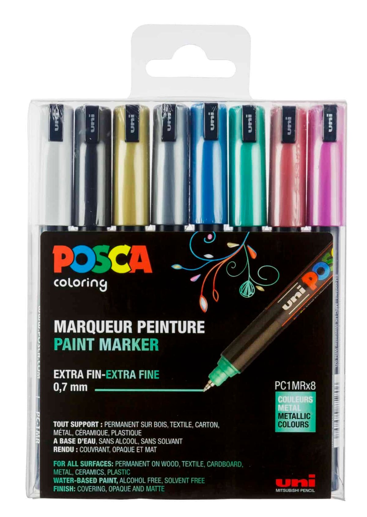 Posca Tusser Sæt Metalliske Farver PC-1MR - 8 stk.