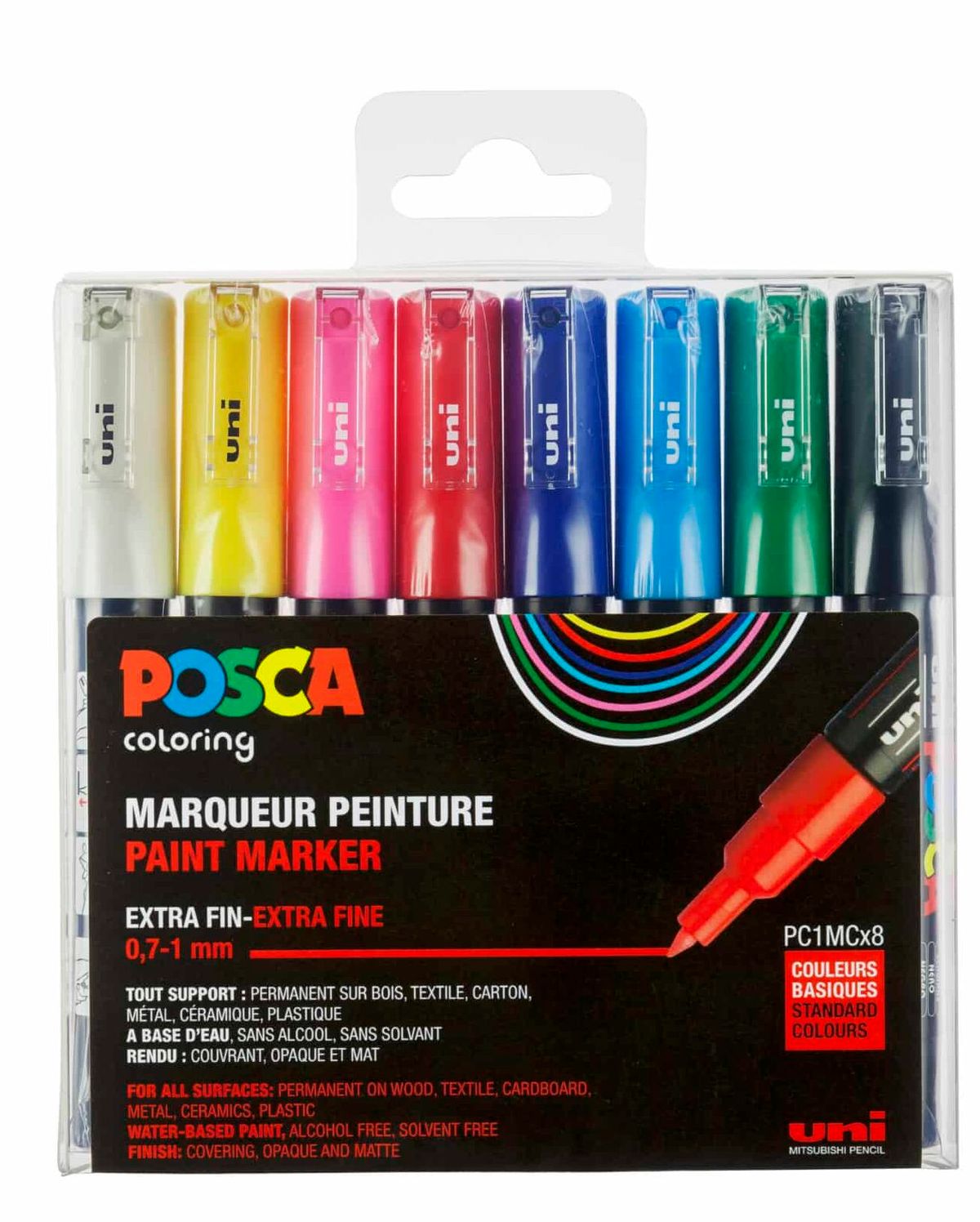 Posca Tusser Sæt Standard Farver PC-1M - 8 stk.