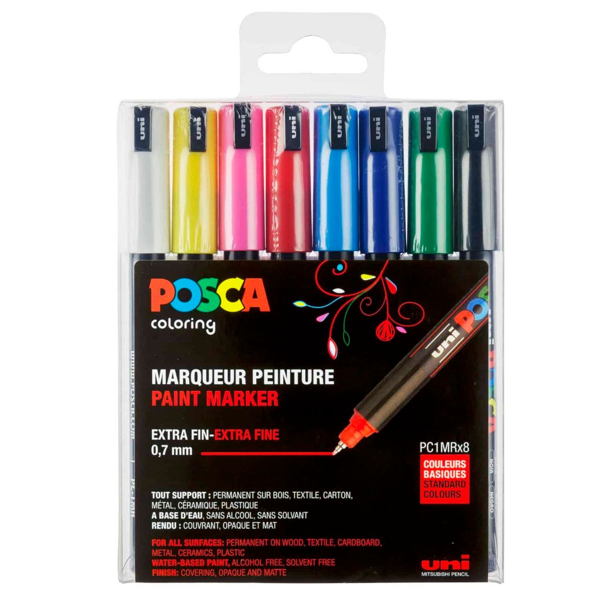 Posca Tusser Sæt Standard Farver PC-1MR - 8 stk.