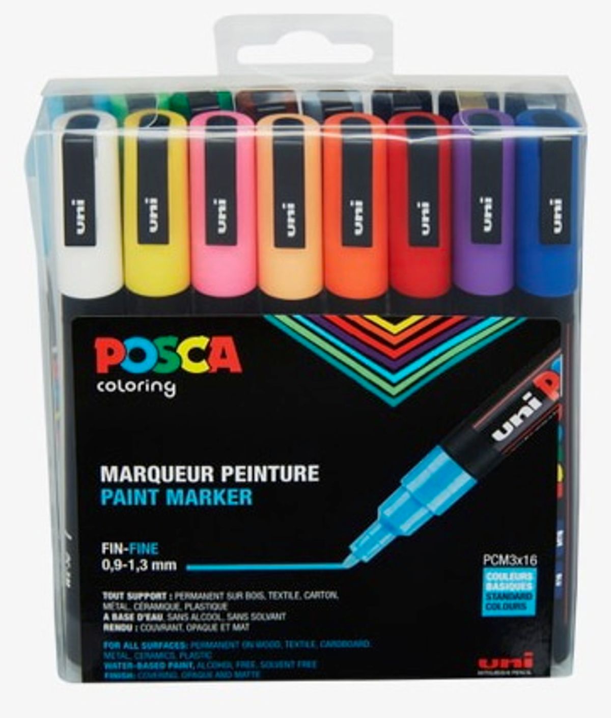 Posca Tusser Sæt Standard Farver PC-3M - 16 stk.