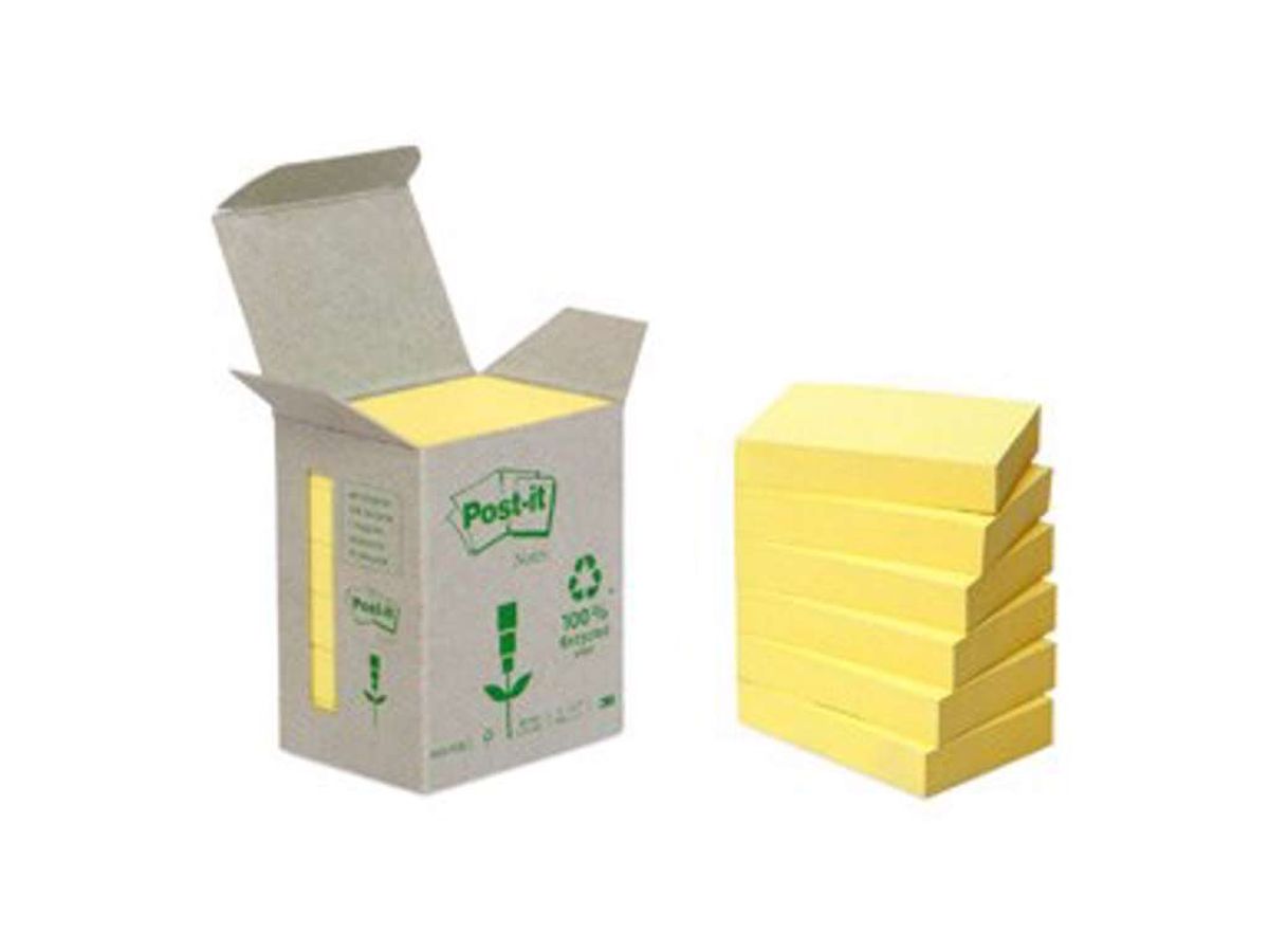 Post-it 38x51mm gul Genbrug 6 Blokke (653)