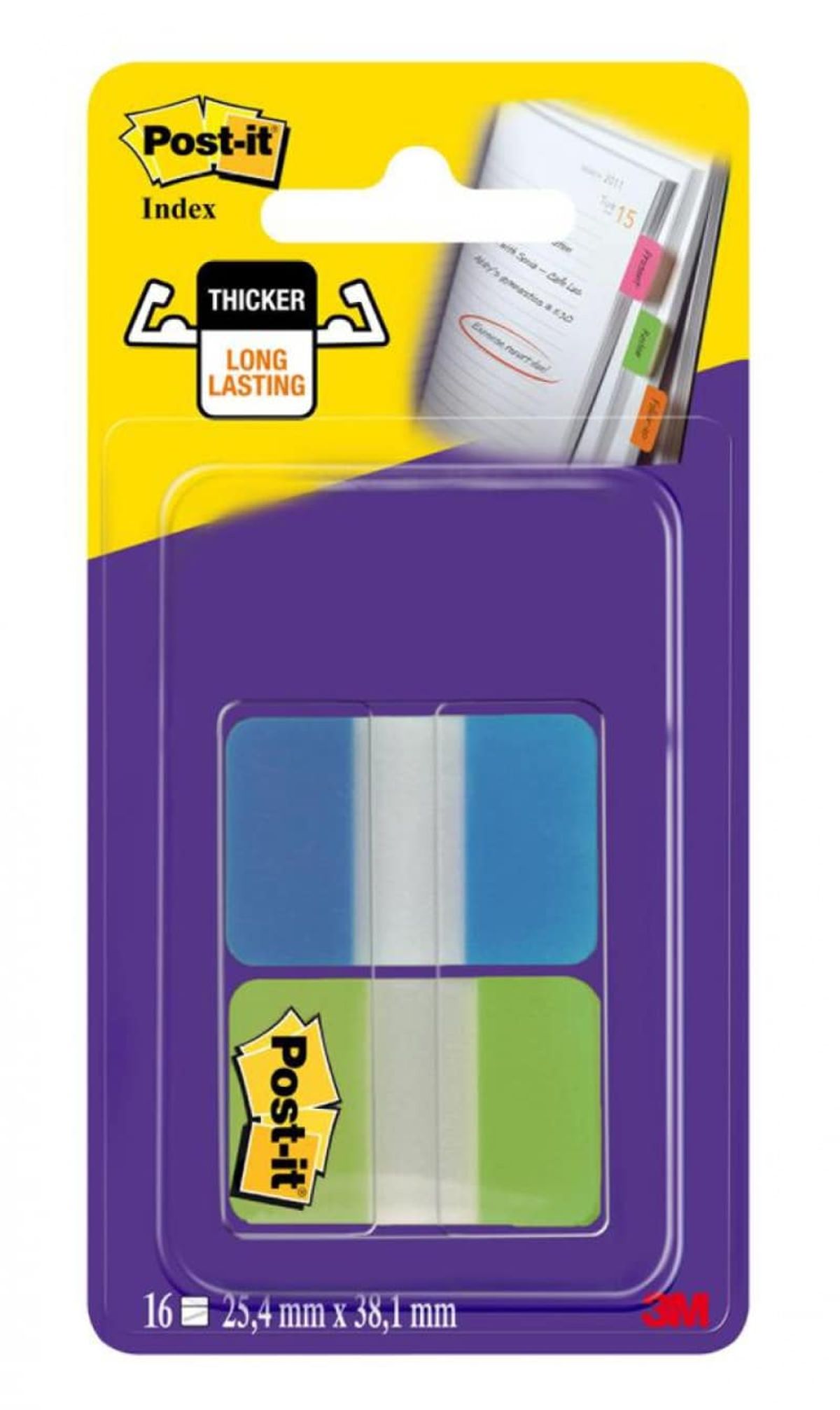 Post-It 686-AL-EU 25,4 x 38,1 mm Index Strong Medium i en plastdispenser - Assorterede farver,.