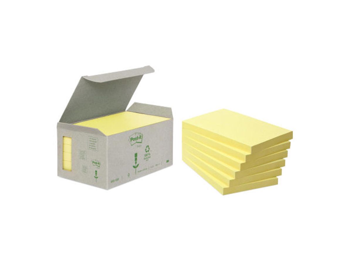 Post-it 76x127mm gul Genbrug 6 Blokke (655)