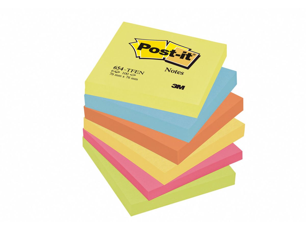 Post-it 76x76mm Neon 6 Blokke (654)