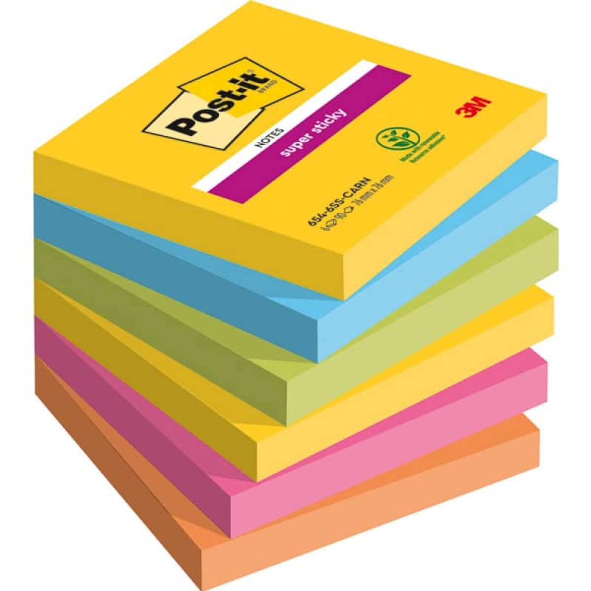 Post-it® CARNIVAL klæbende noter, 76x76mm, 6x90 ark 1 pakke