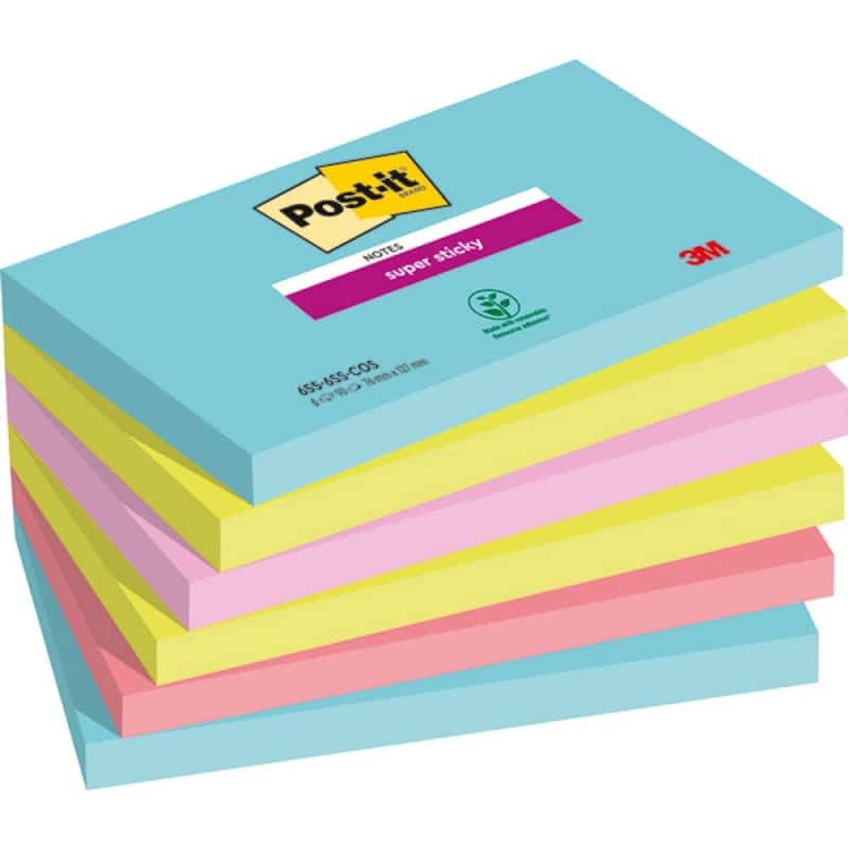 Post-it® COSMIC klæbende noter, 76x127mm, 6x90 ark, 1 pakke