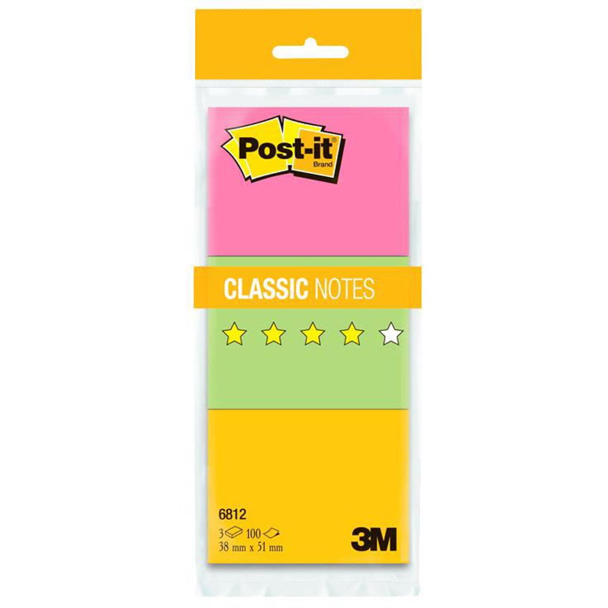 Post-it flerfarvet blok 38 x 51 mm