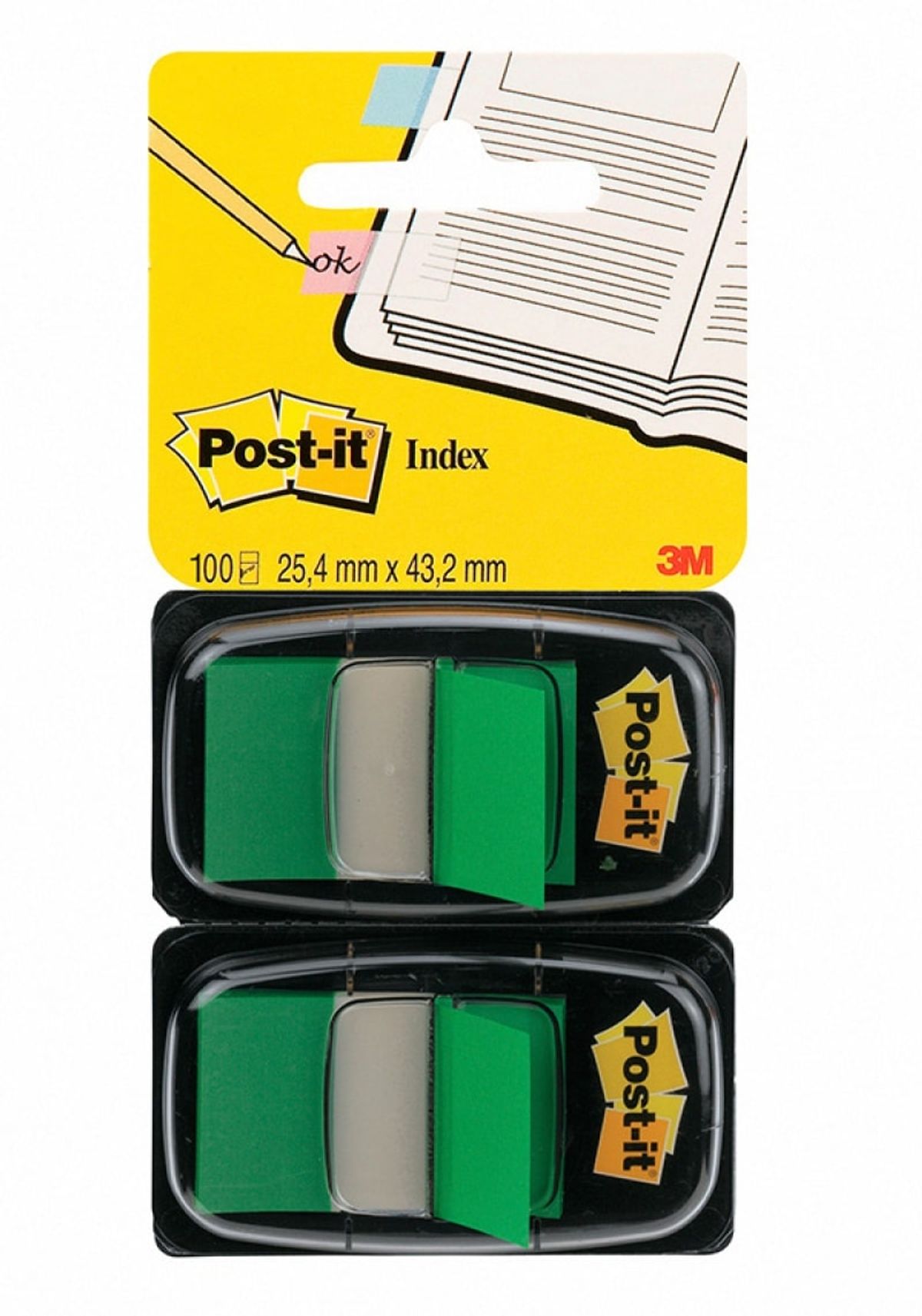 Post-it® Index Medium Flags, grøn farve i dobbeltpakke, 50 ark pr. pakke, 1 PA