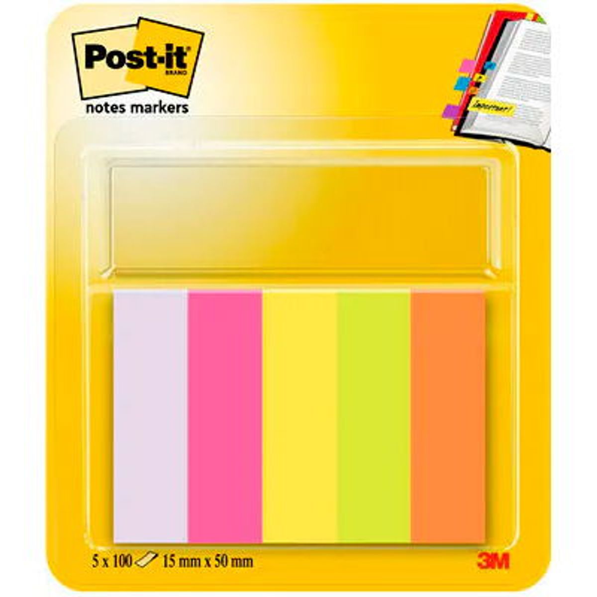 Post-it indexfaner 15x50mm 5 stk