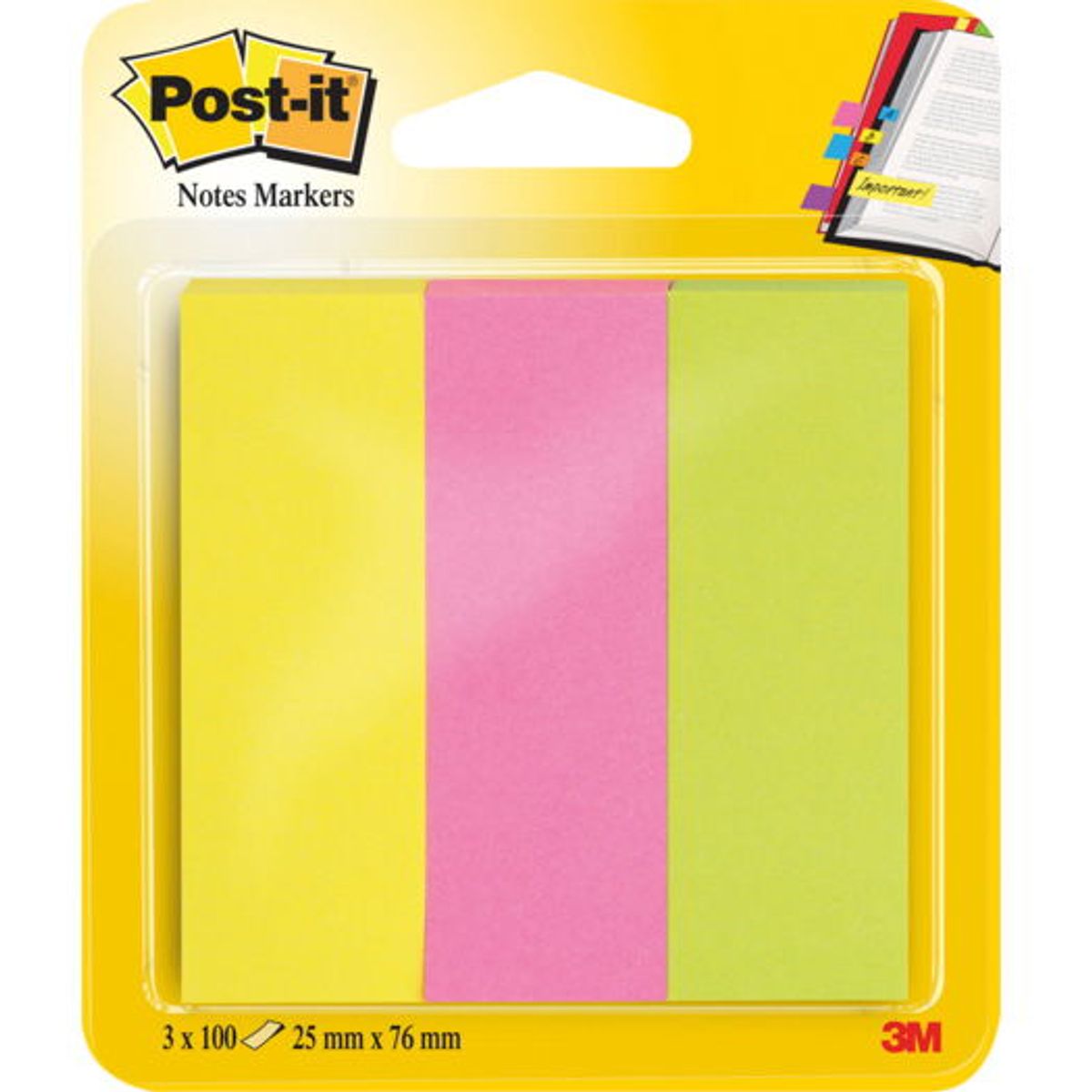 Post-it indexfaner 76 mm x 25 mm, flerfarvet