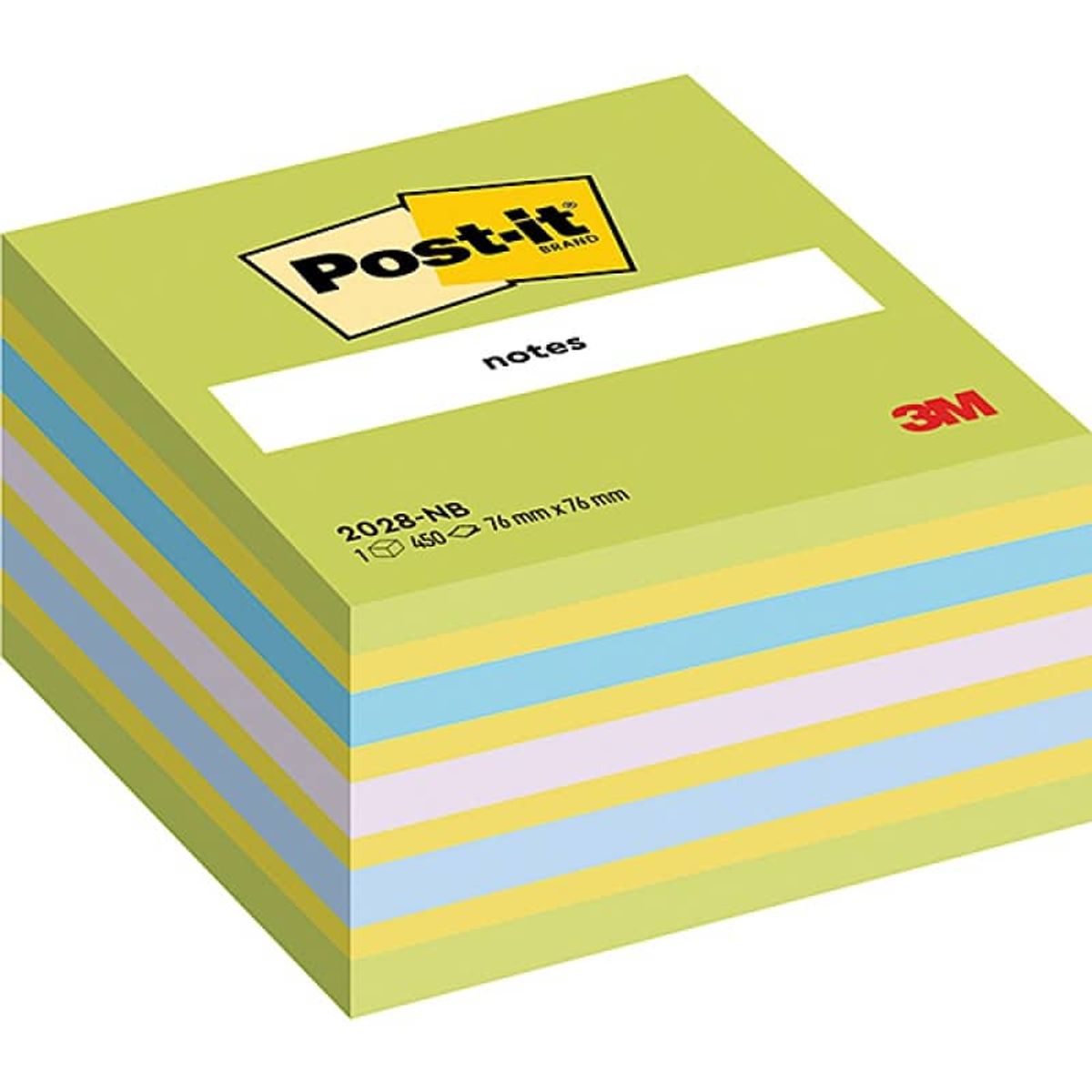 Post-it® Notes Cube 2028-NB Neon Blå/Grøn kube (x wrap) - 5 farver: 2 x neon grøn, 4 x neon gul, ultrablå, neonlilla,.