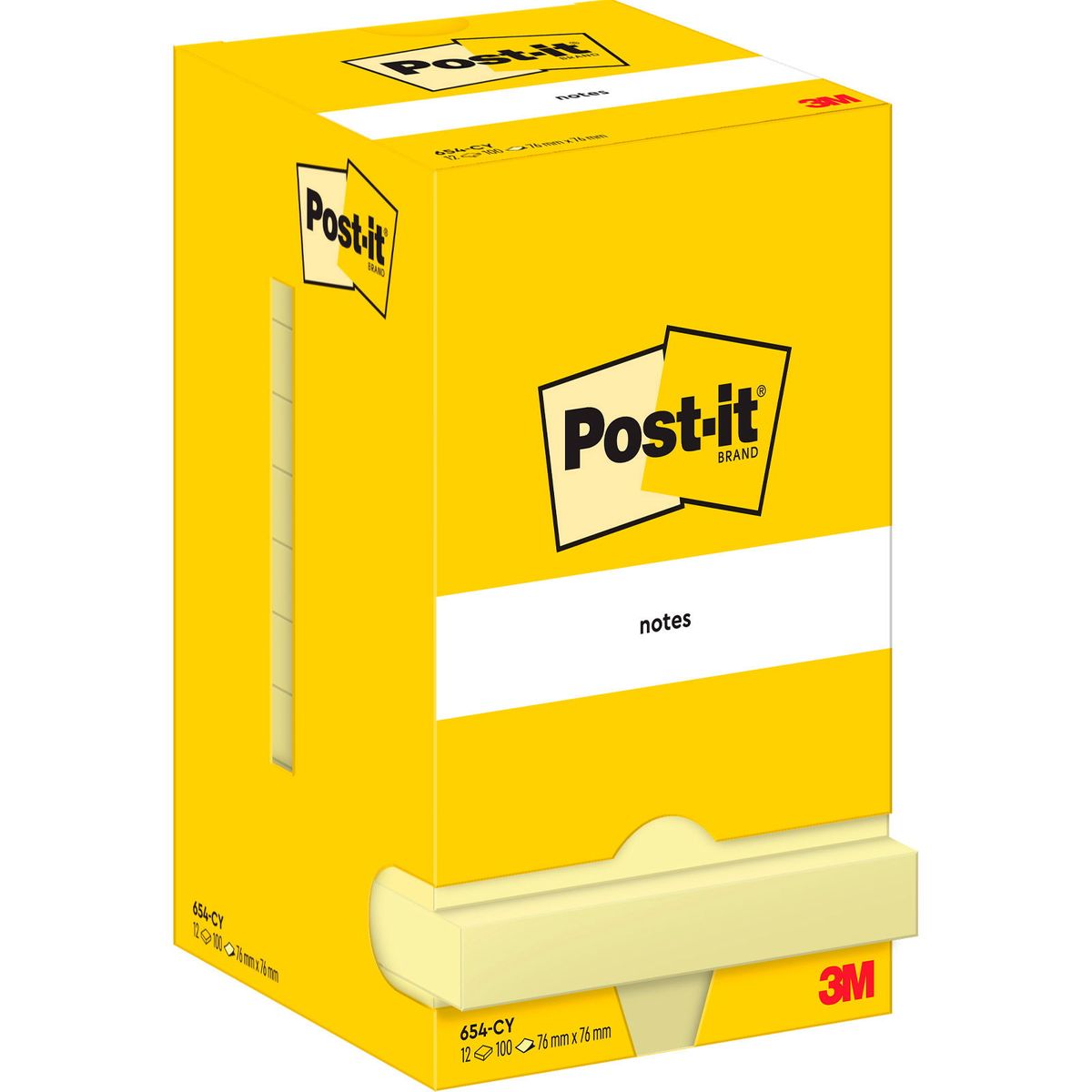 Post-it notesblok 76x76mm gul 12 blk