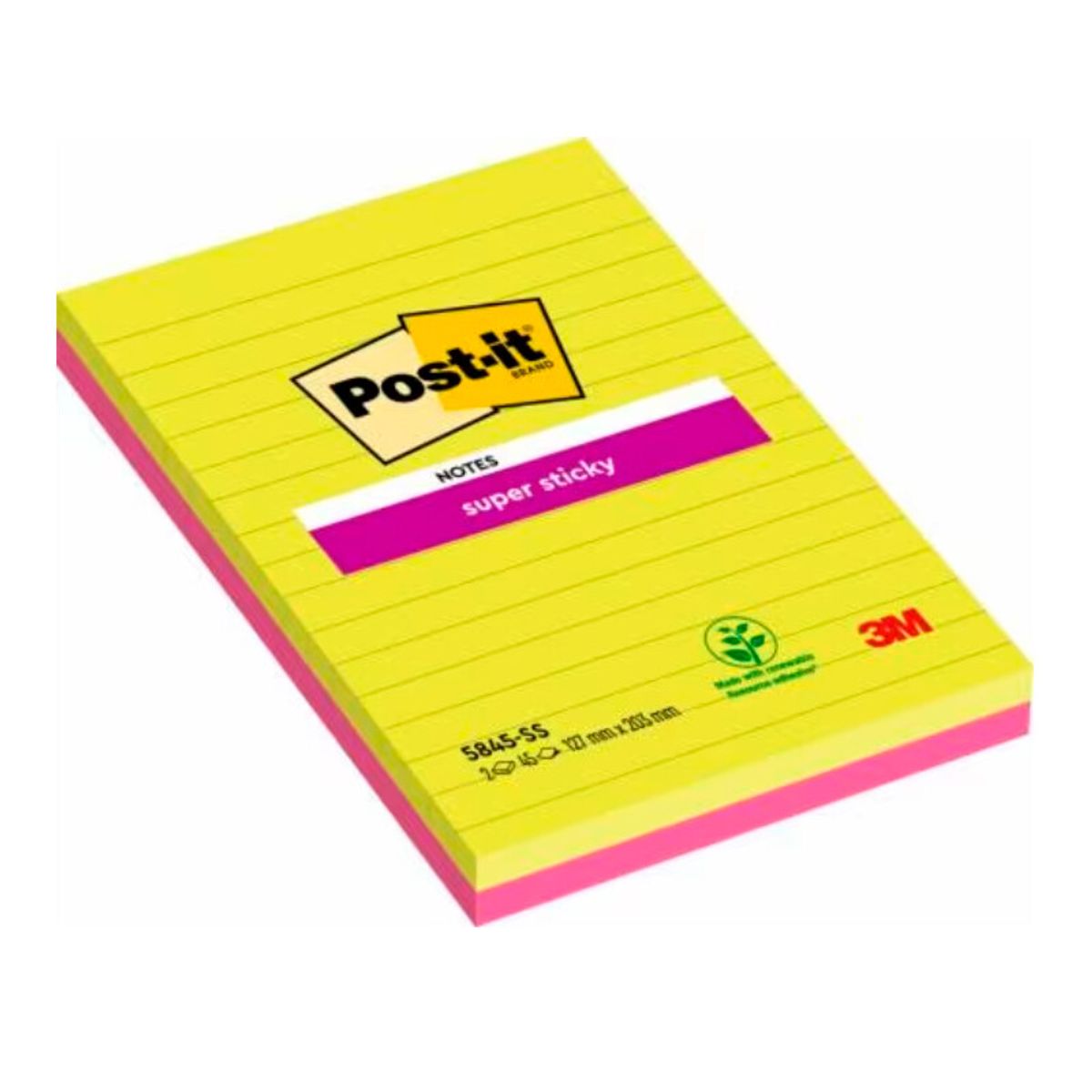 Post-it Super Sticky 125x200mm lin. 4/blk ass farv