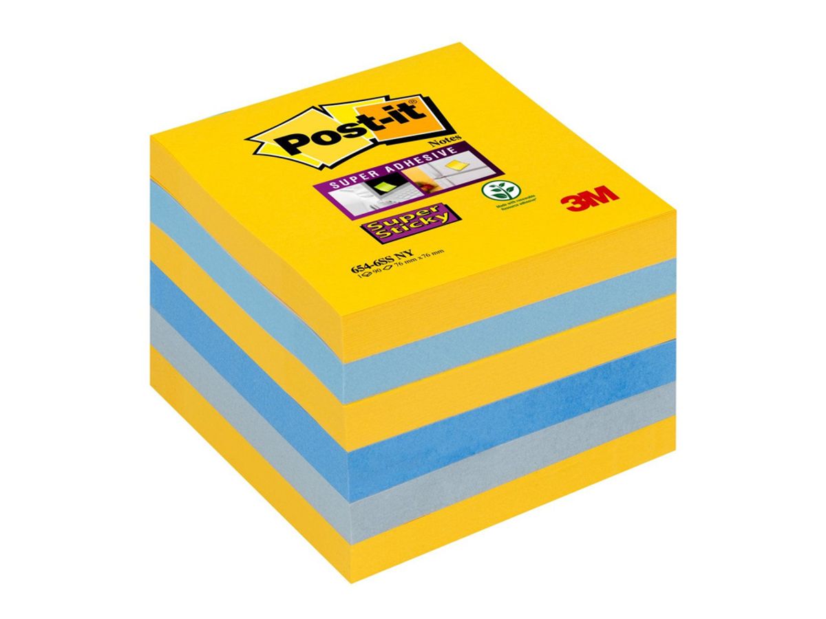 Post-it Super Sticky 76x76mm New York ass 6 stk (654)