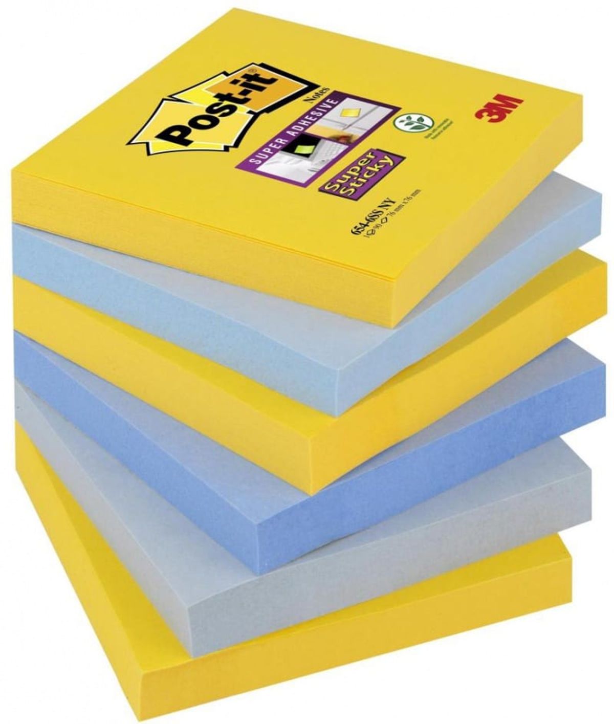 POST-IT® Super Sticky klæbende noter, 76x76mm, New York, 6x90 ark -.