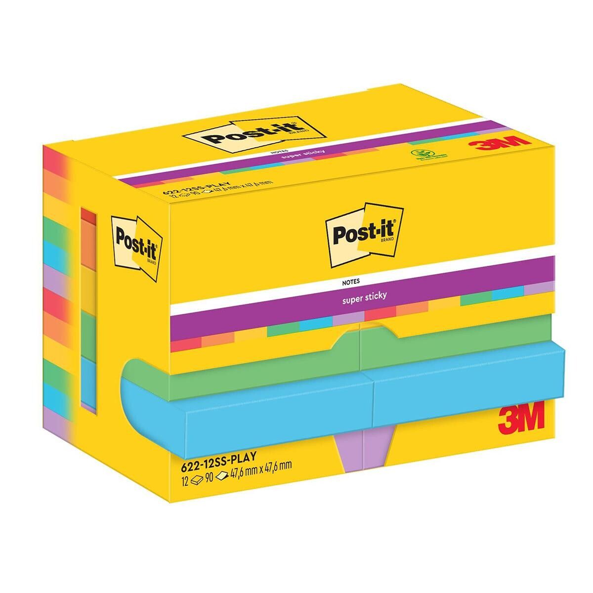 Post-it Super Sticky Playful 47,6x47,6mm 12blk