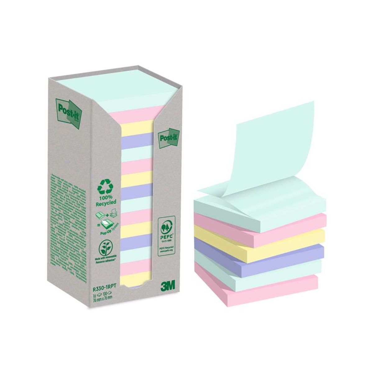 Post-it Z 76x76mm Recycled ass 16 Blokke (R330)