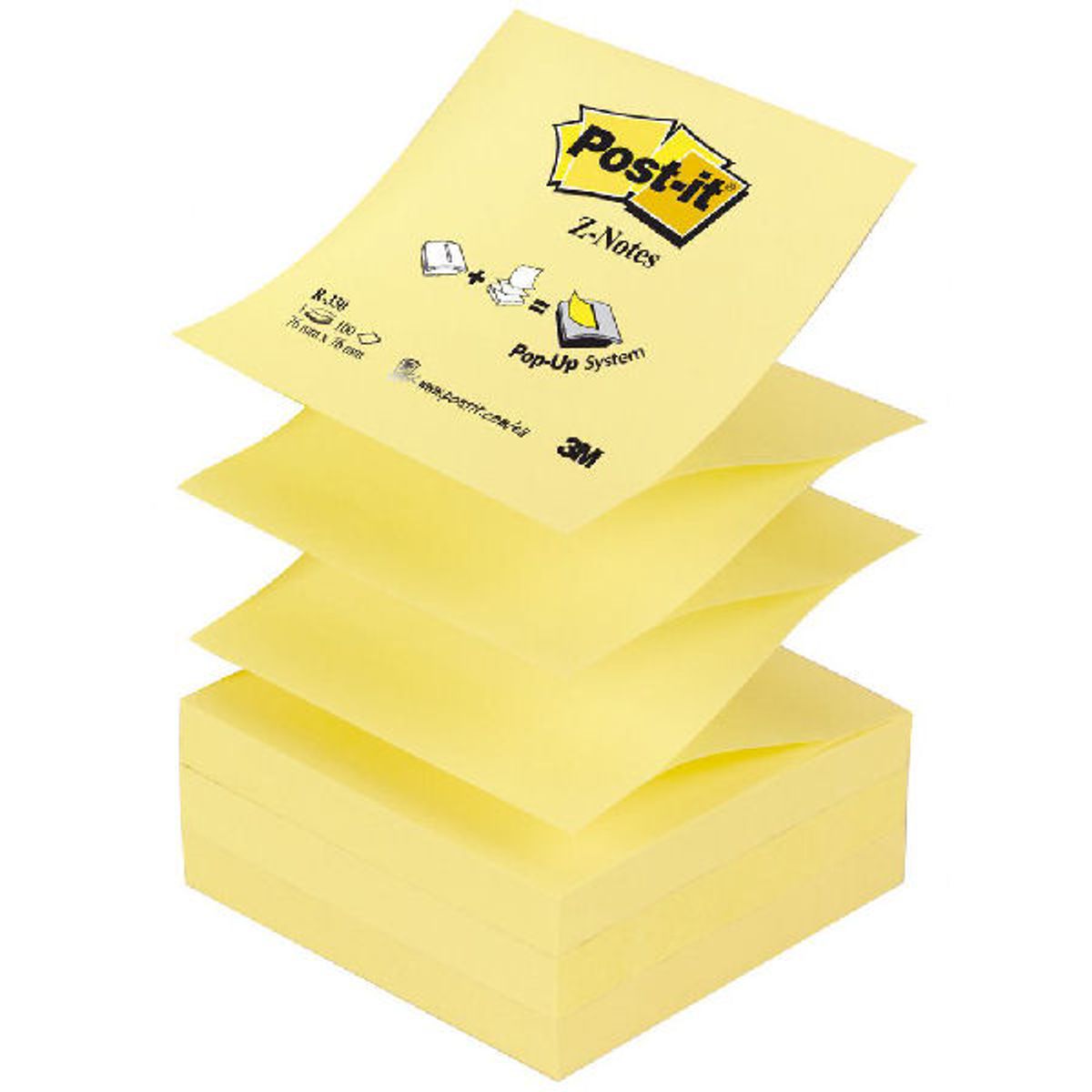 Post-it z-notes 76x76mm 100 ark gul 12 pack R-330