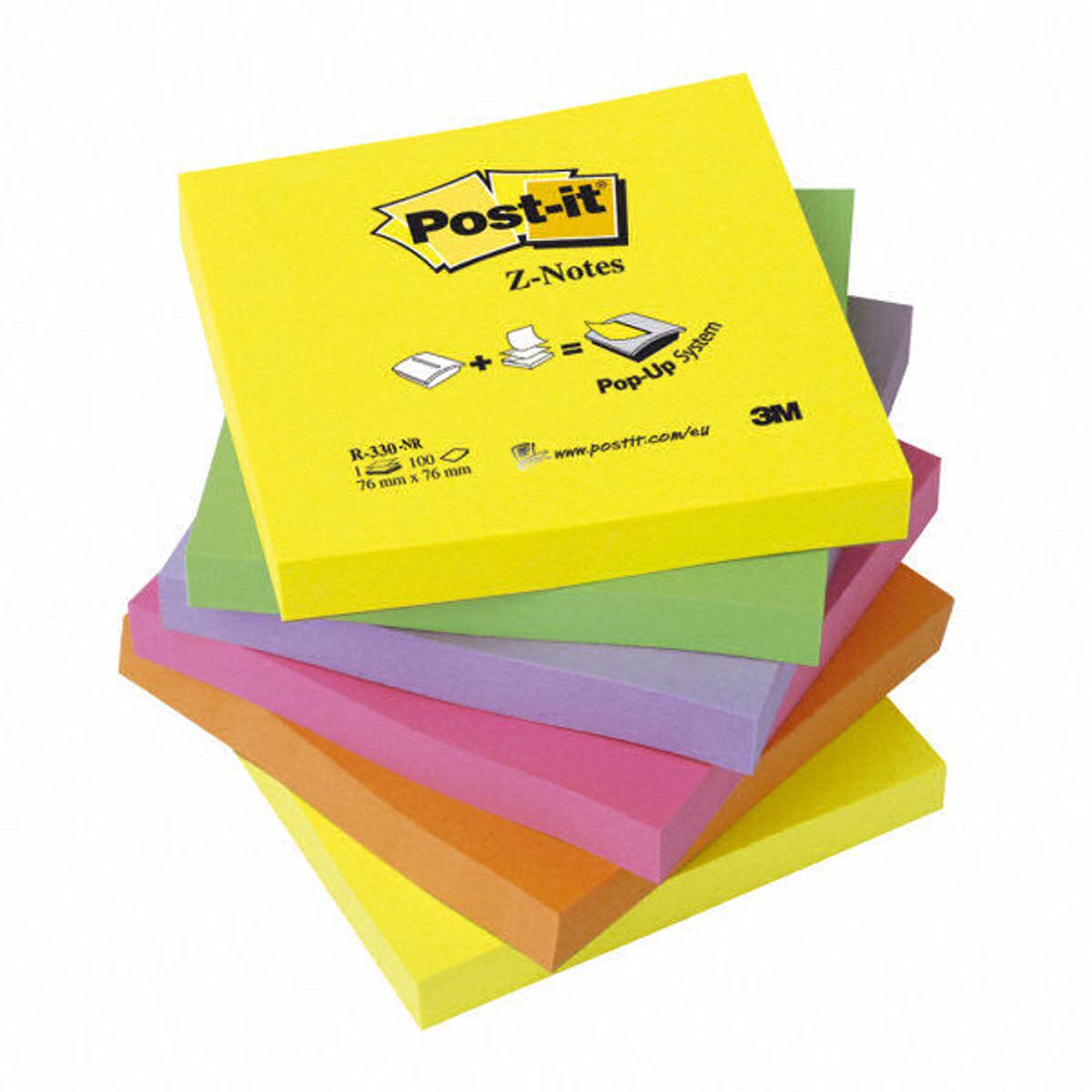 Post-it Z-notes 76x76mm 100 ark R-330-NR mixfarvet 6 pack