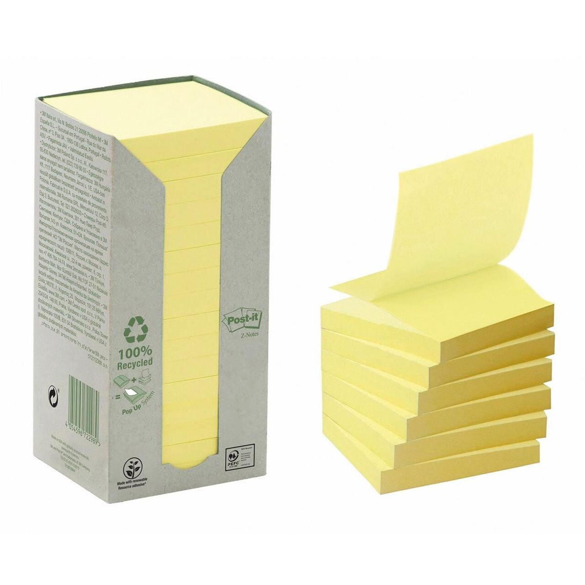 Post-it z-notes gul 76 mm x 76 mm