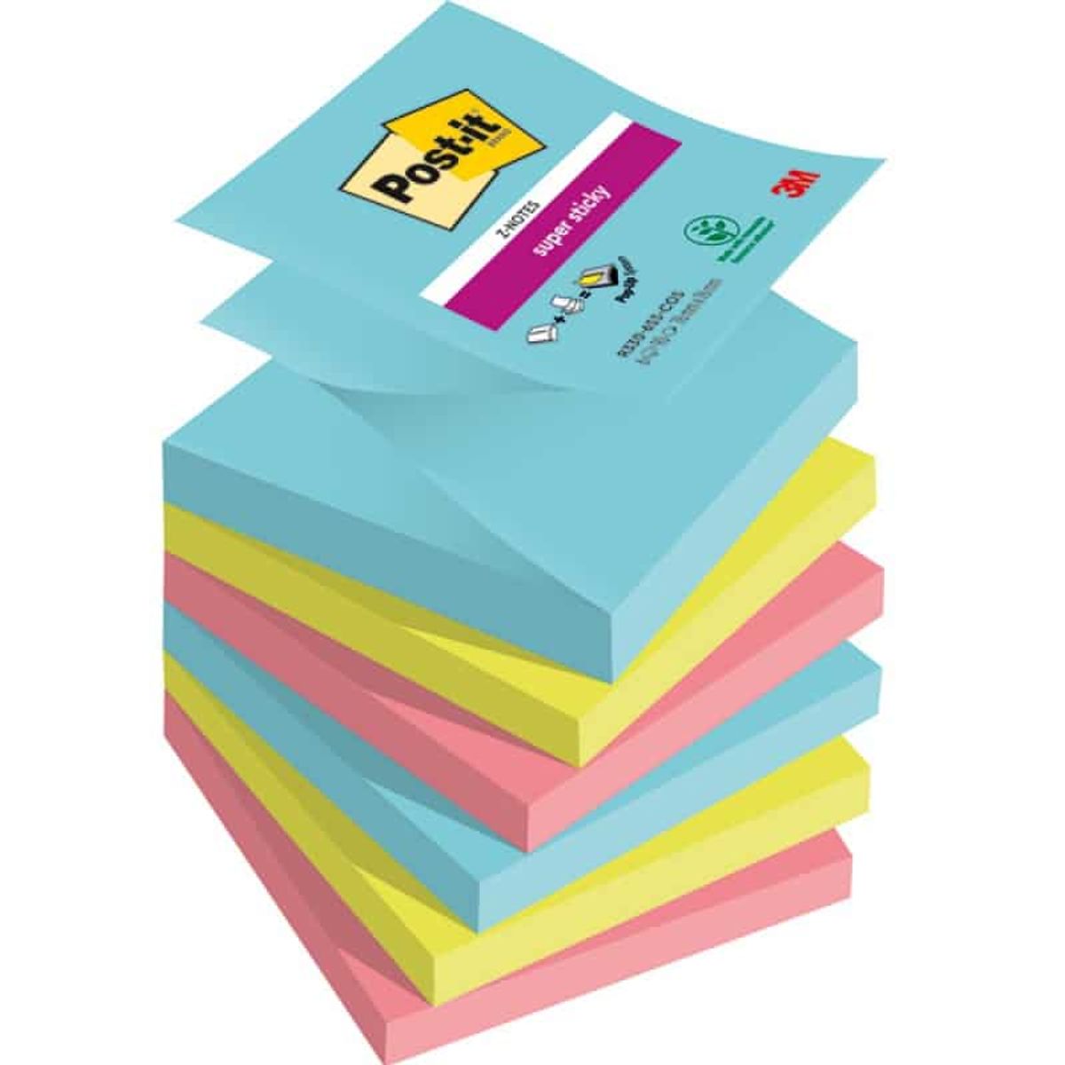 Post-it®Z-Notes, COSMIC, 76x76mm, klæbende noter, 6x90 ark 1 pakke