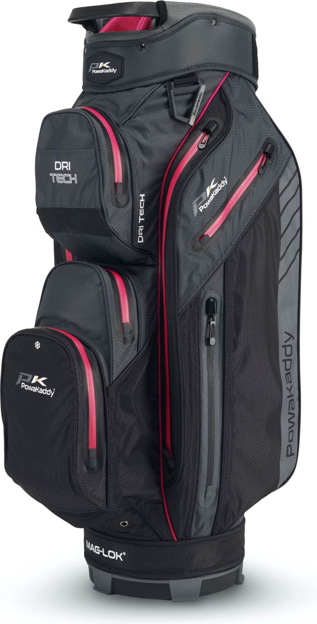 PowaKaddy Dri Tech MagLock Vandtæt Vognbag - Black/Gun Metal/Pink