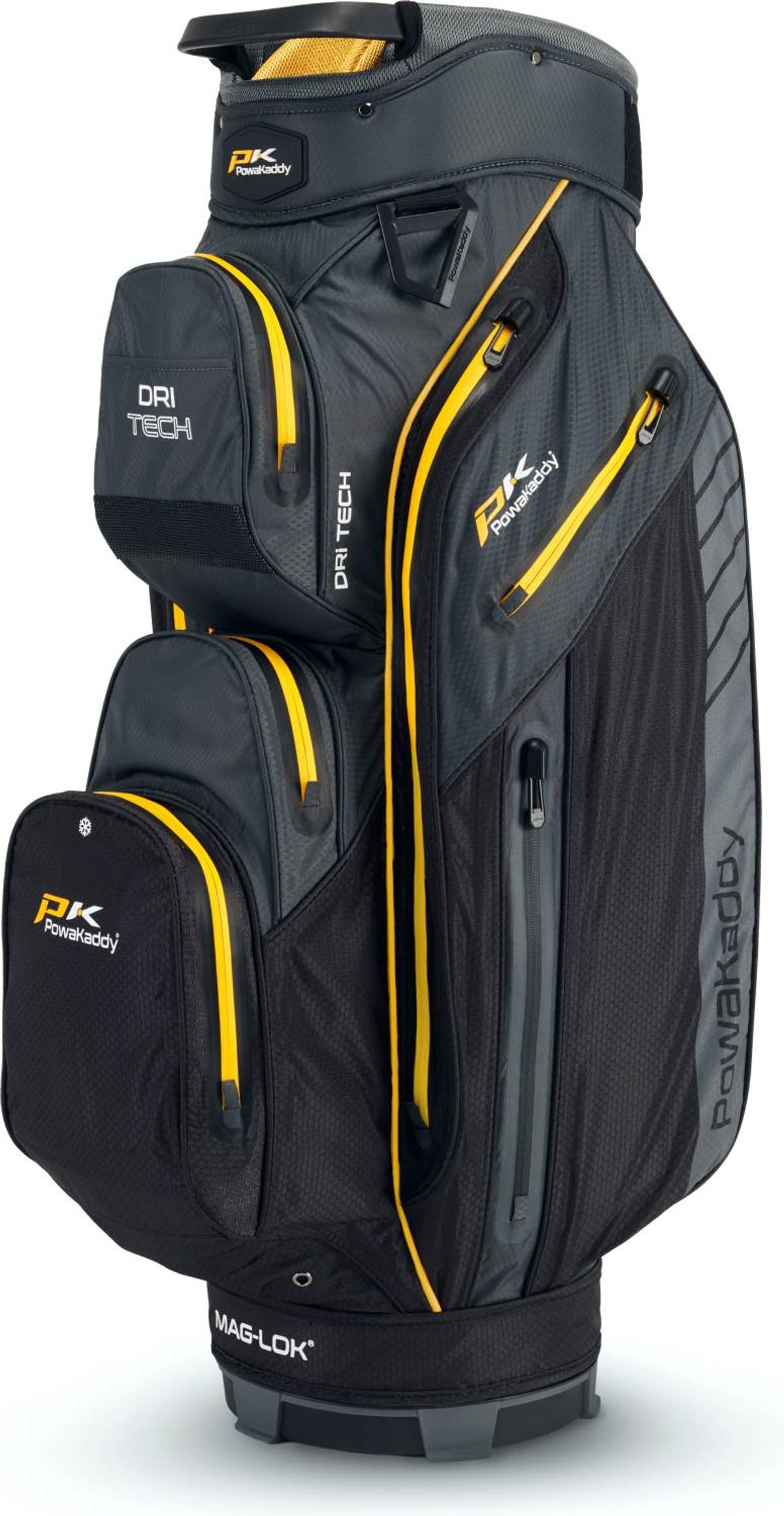 PowaKaddy Dri Tech MagLock Vandtæt Vognbag - Black/Gun Metal/Yellow