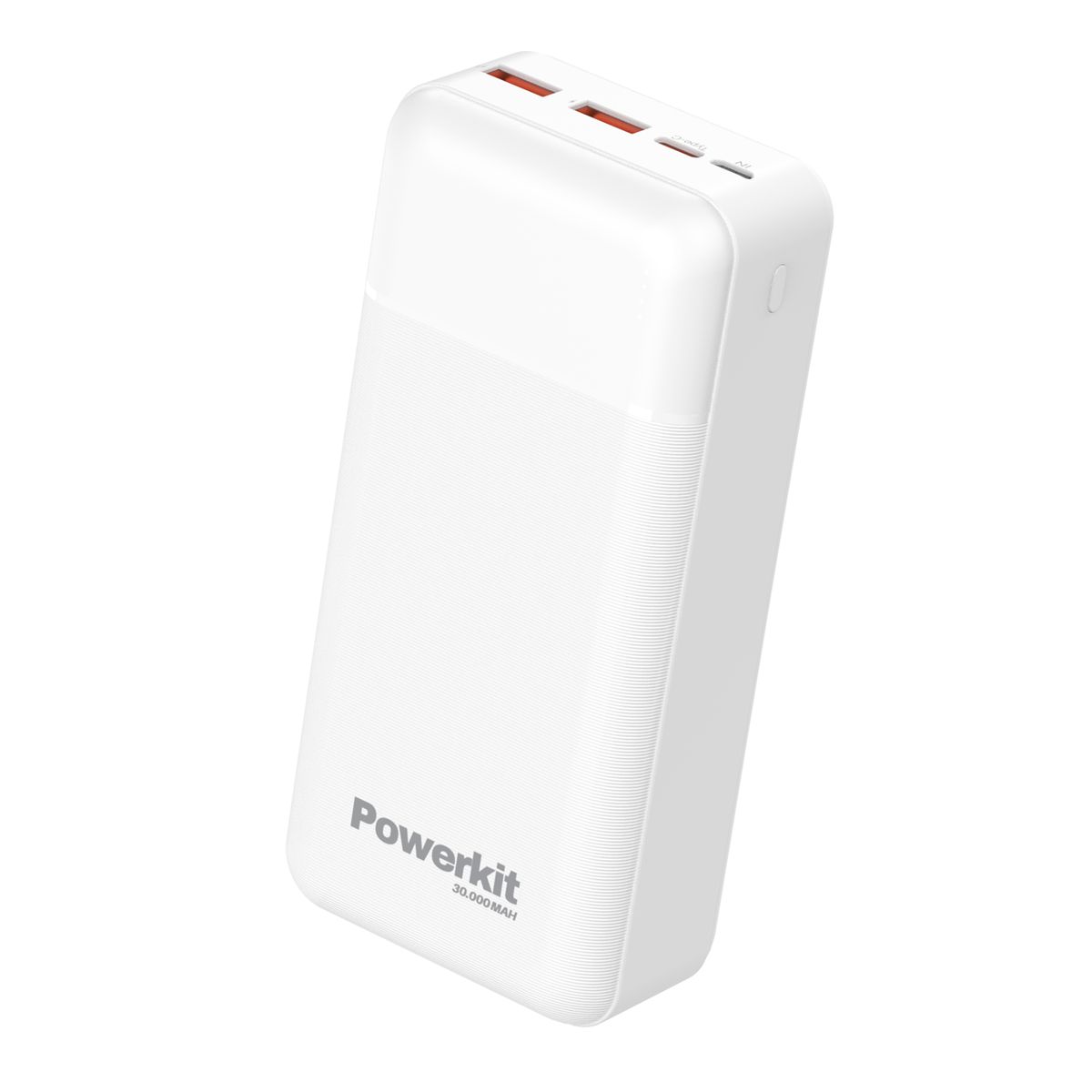 Powerbank 30.000 mAh - hurtigopladning - Hvid