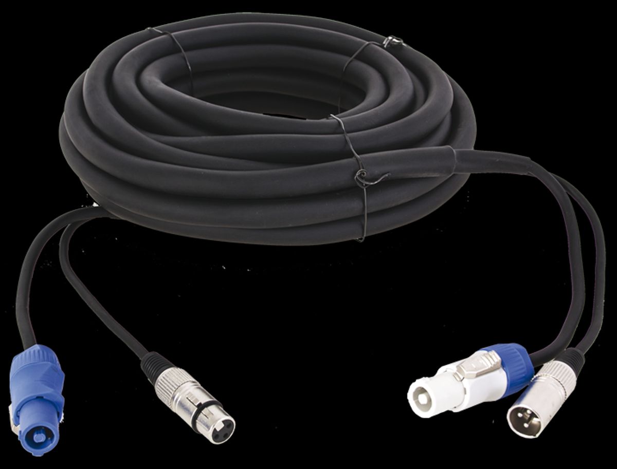 Powercon & XLR kombi kabel (DMX) 10 mtr 10 meter