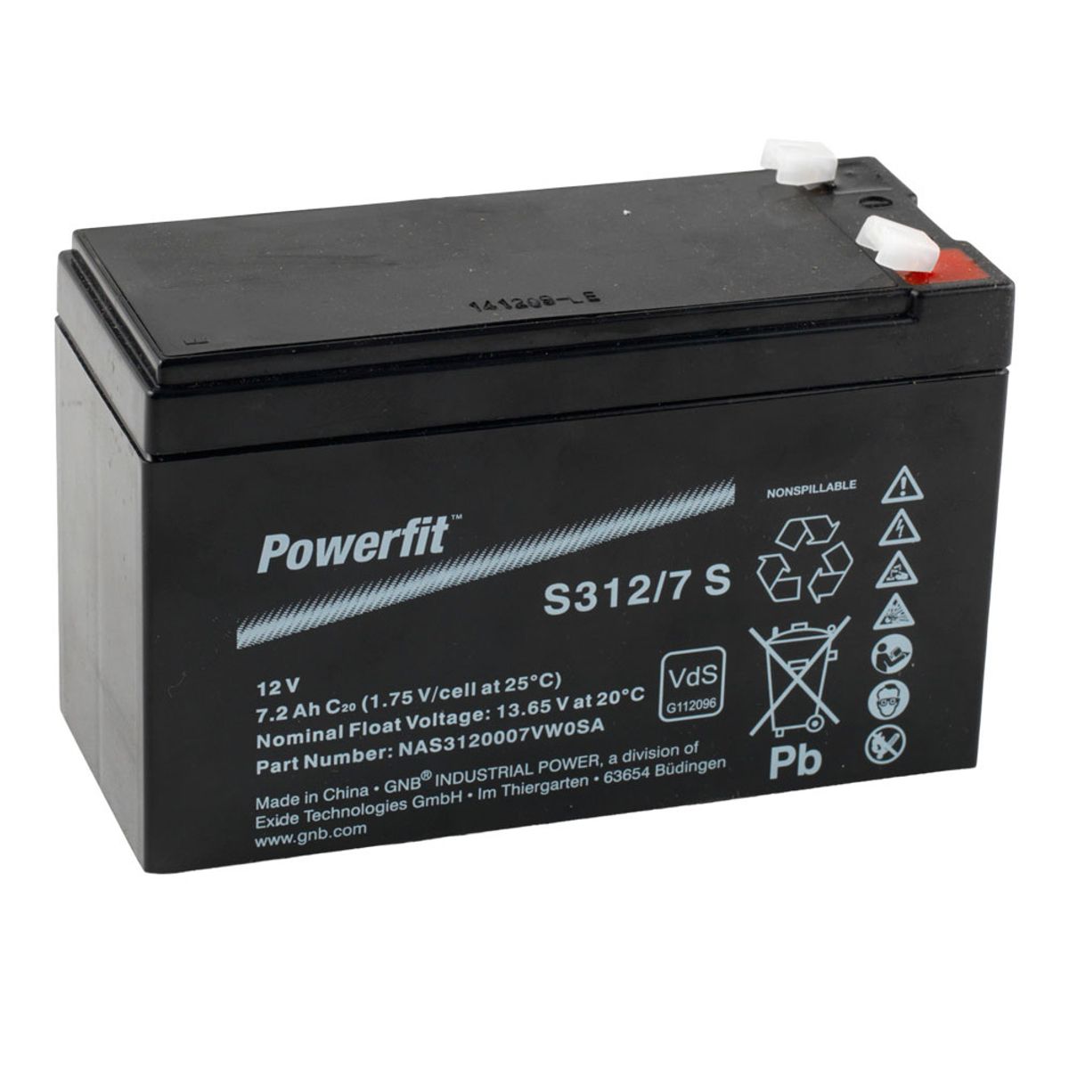 Powerfit 12 volt 7 Ah AGM akkumulator